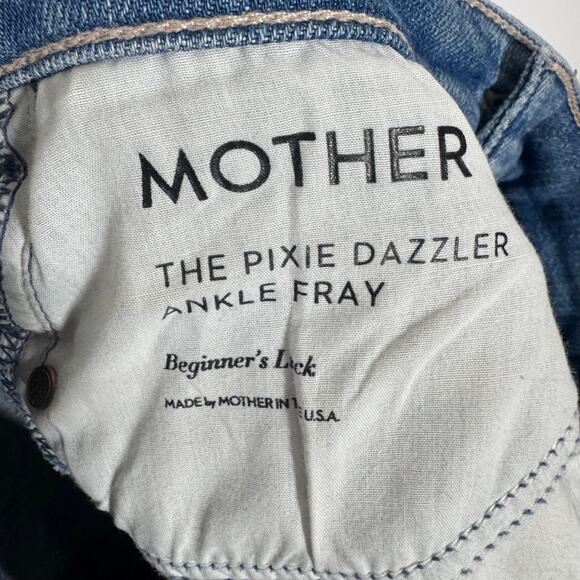 Mother Pixie Dazzler Jean in BEginner's Luck Women 24 Blue Button Fly Cropped - Picture 8 of 8